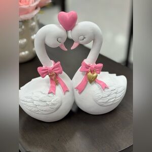 Elegant Pink and White Swan Figurines